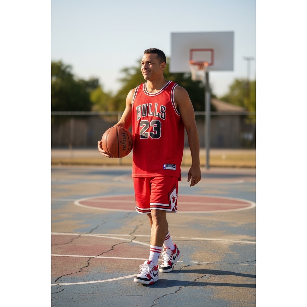 Raavin Chicago Bulls Michael Jordan 23 Mesh Basketball Jersey‎ Red Mens Large